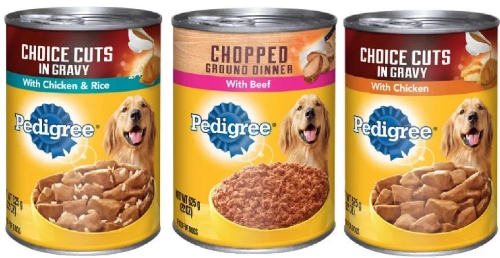 Variety of Pedigree Wet Dog Foods