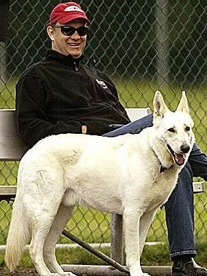 Tom Hanks with her White German Shepherd