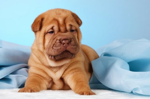 Cute Shar-Pei puppy sitting