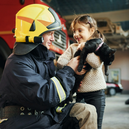 These dogs undergo rigorous training to become essential members of the firefighting team. 